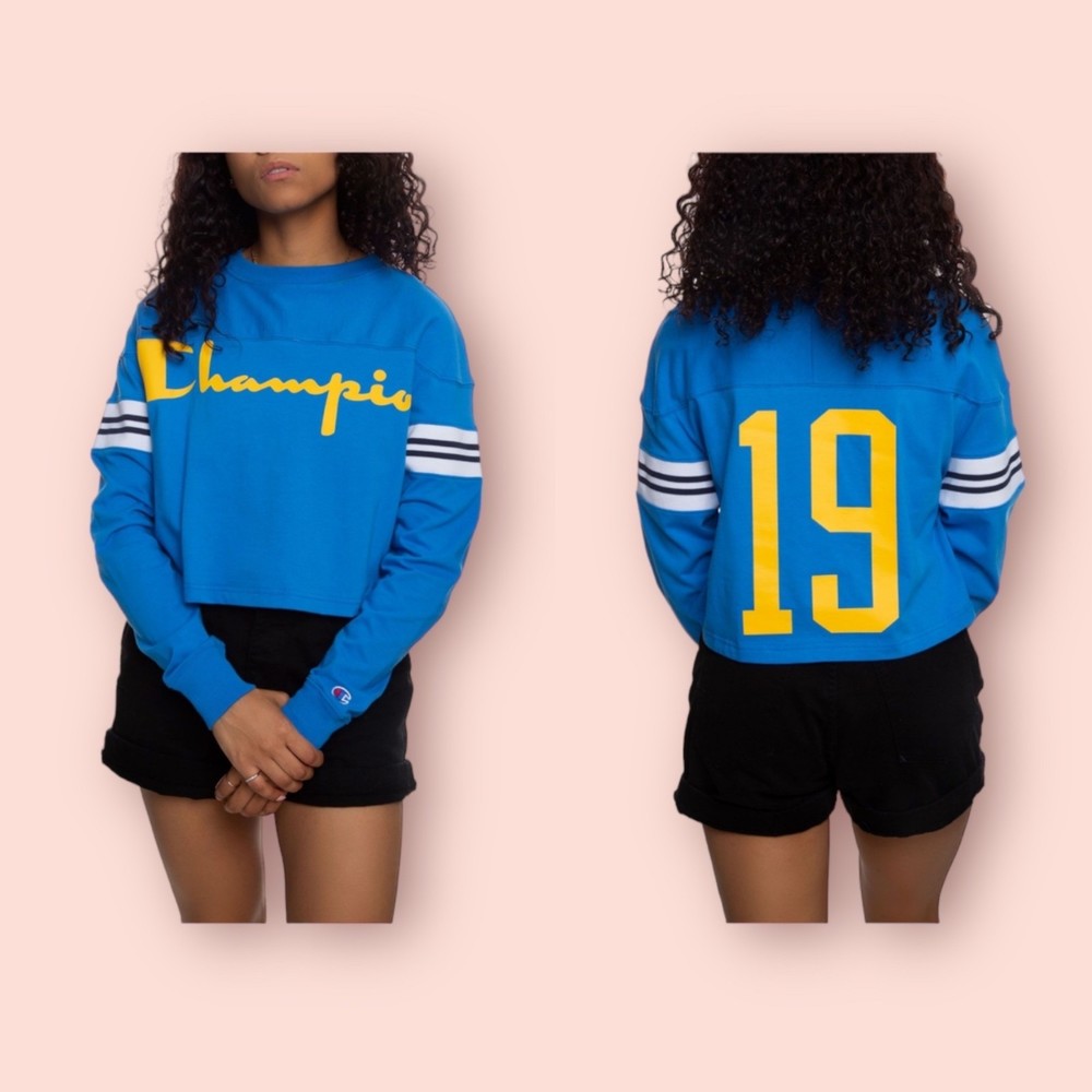 Champion Heavyweight Exaggerated Jersey Long Sleeve Crop Tee Sz L
